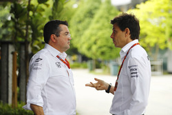 Eric Boullier, Racing Director, McLaren, talks, Toto Wolff, Executive Director Mercedes AMG F1