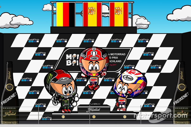 Podium MotoGP German 2017 a la 'MiniBikers'