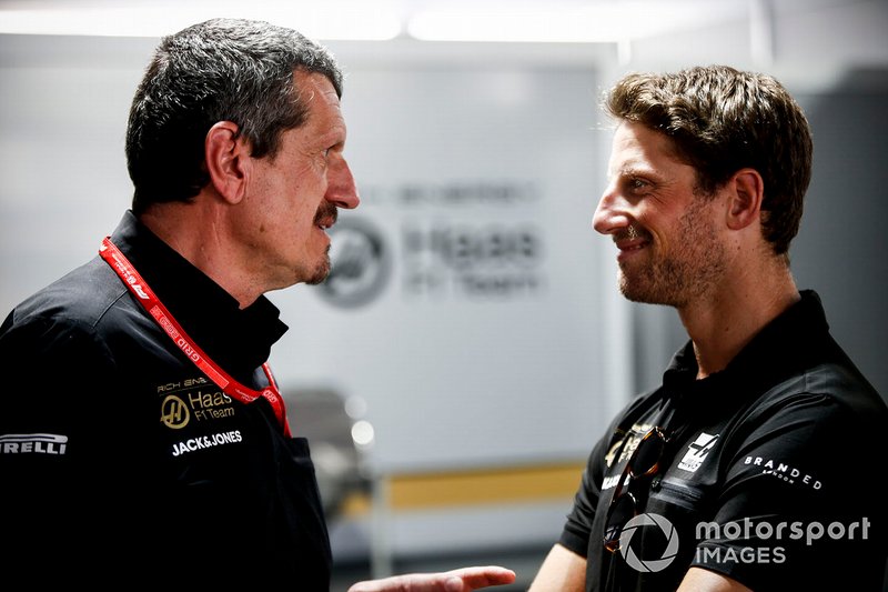 Guenther Steiner, Team Principal, Haas F1 and Romain Grosjean, Haas F1