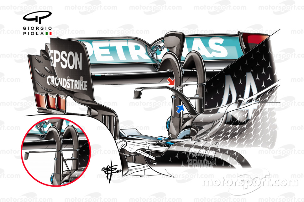 Варианты Т-крыла Mercedes F1 W11
