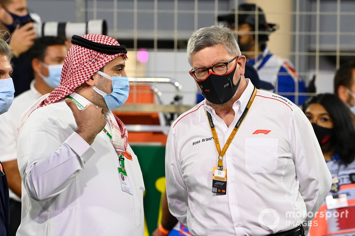 A dignitary on the grid with Ross Brawn, Managing Director of Motorsports, FOM