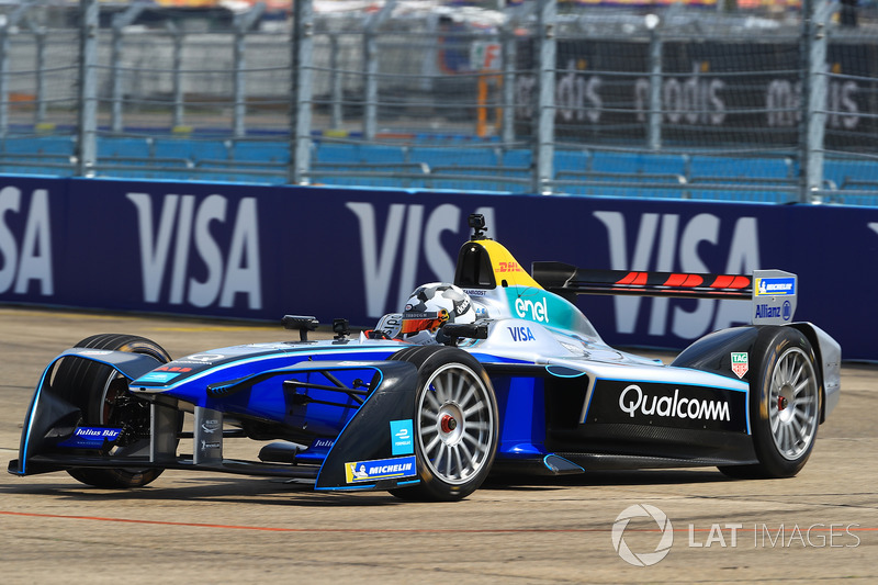 Jon Olsson, Alpine ski racer, on track in the Formula E track car