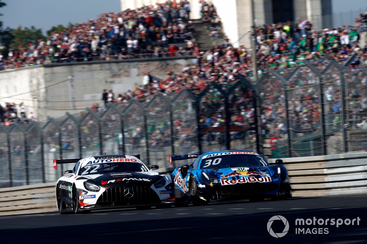 Lucas Auer, Mercedes AMG Team Winward Mercedes AMG GT3, Liam Lawson, AF Corse Ferrari 488 GT3 Evo