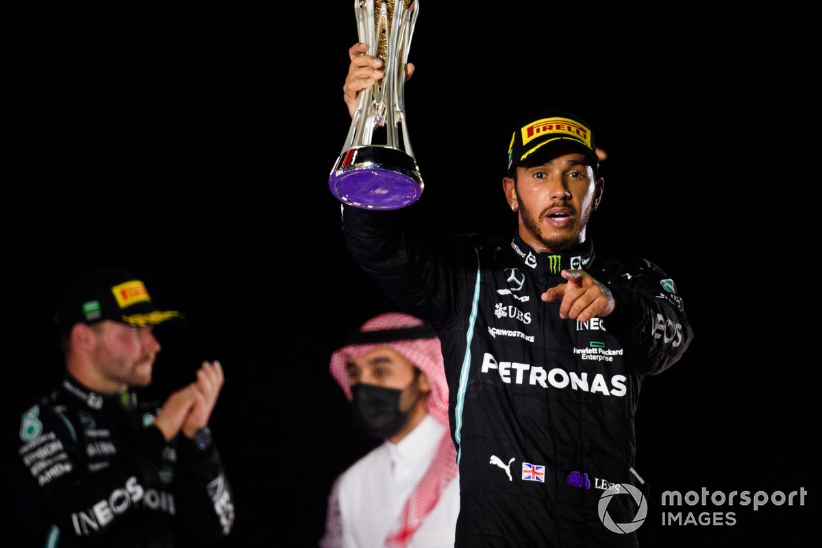 Lewis Hamilton, Mercedes, 1st position, on the podium