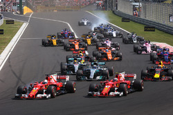 Sebastian Vettel, Ferrari SF70-H leads at the start of the race