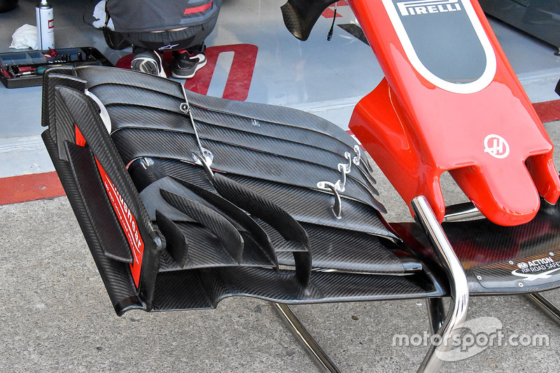 Detalle del ala delantera Haas F1 Team VF-18
