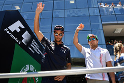Daniel Ricciardo, Red Bull Racing ve Sergio Perez, Sahara Force India pilotlar geçit töreninde