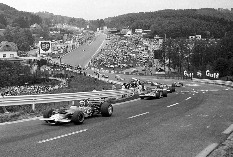 Start zum GP Belgien 1970 in Spa: Jochen Rindt, Lotus 49C, führt
