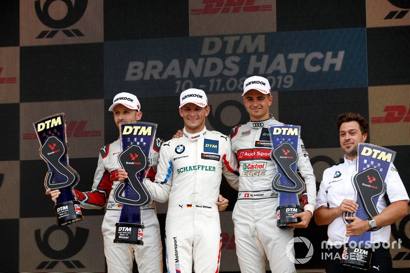 Podium: Race winner Marco Wittmann, BMW Team RMG, second place René Rast, Audi Sport Team Rosberg, third place Nico Müller, Audi Sport Team Abt Sportsline