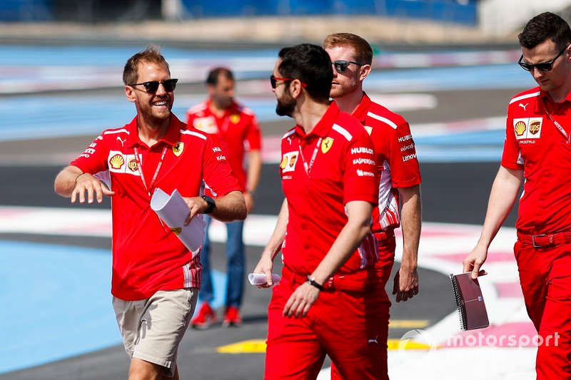 Sebastian Vettel, Ferrari walks the track