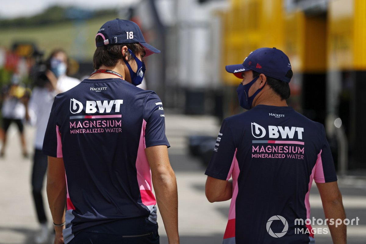 Lance Stroll, Racing Point, and Sergio Perez, Racing Point