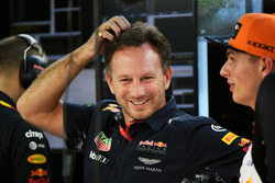 Christian Horner, Red Bull Racing Team Principal and Max Verstappen, Red Bull Racing