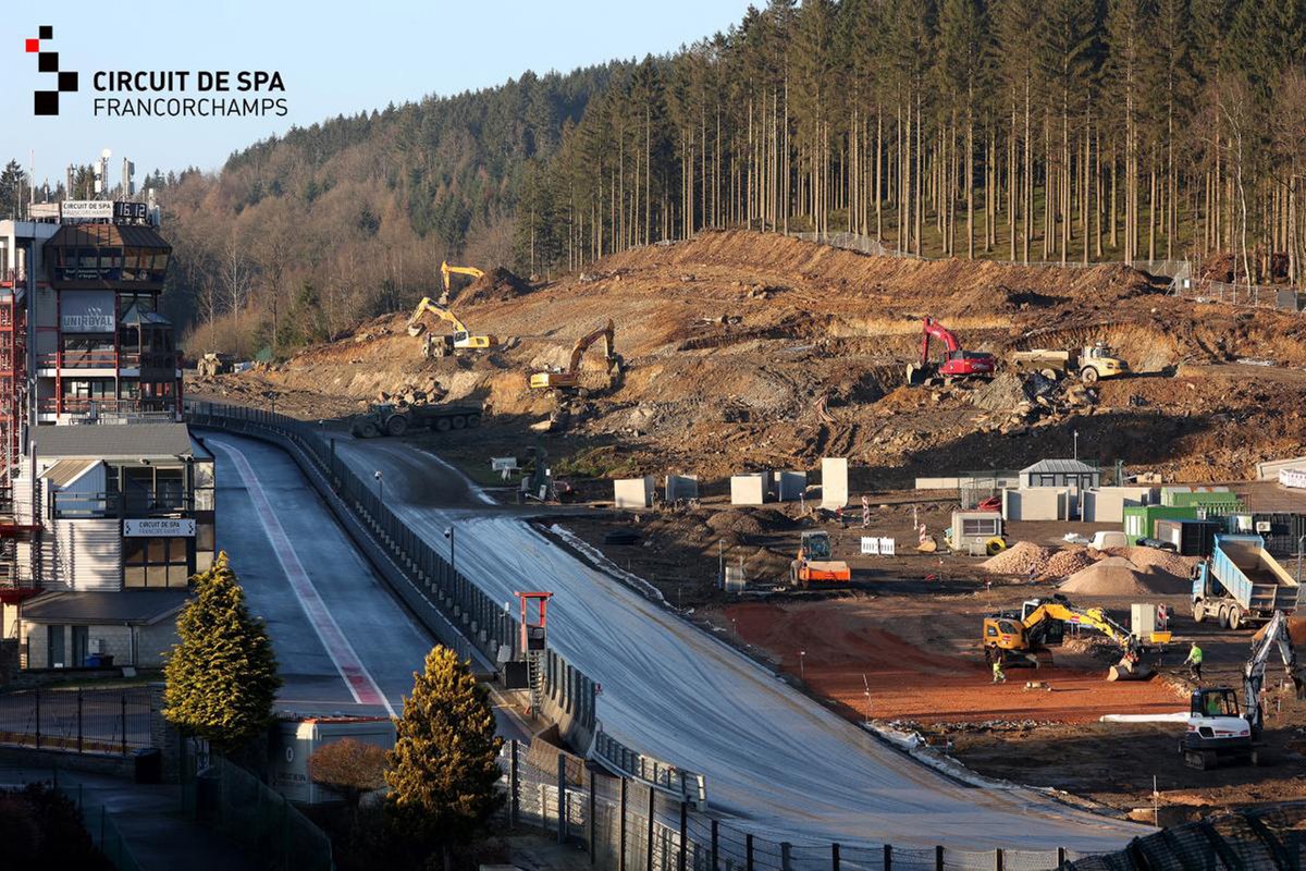 Werkzaamheden op het circuit van Spa-Francorchamps