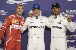 Top three qualifiers Valtteri Bottas, Mercedes AMG F1, Lewis Hamilton, Mercedes AMG F1, Sebastian Ve