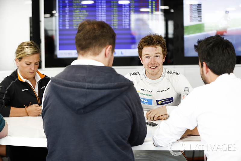 Oliver Turvey, Test Driver, McLaren, talks to the press