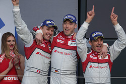 (L to R): Race winners Marcel Fassler, Andre Lotterer, Benoit Treluyer, #07 Audi Sport Team Joest Au
