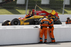 De gecrashte wagen van Ryan Hunter-Reay, Andretti Autosport Honda