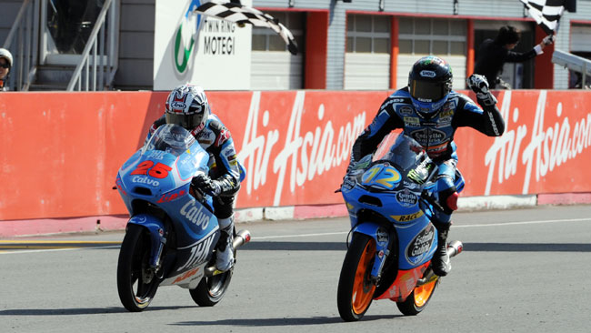 Salom e Rins out, a Motegi vince Alex Marquez