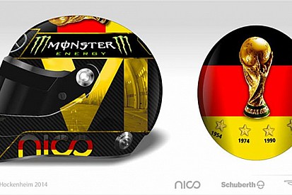 Rosberg celebra il Mondiale della Germania sul casco