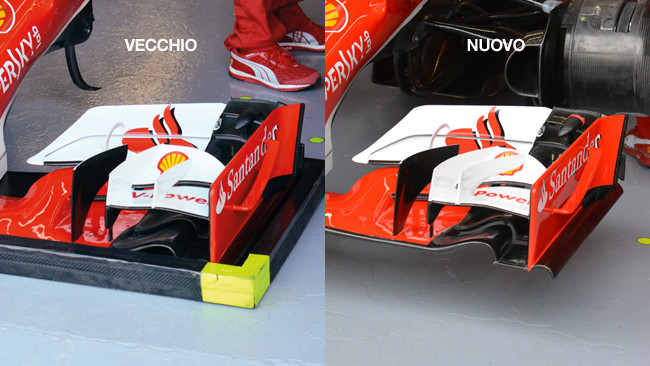 Ferrari: flap modificato sull'ala anteriore della Rossa