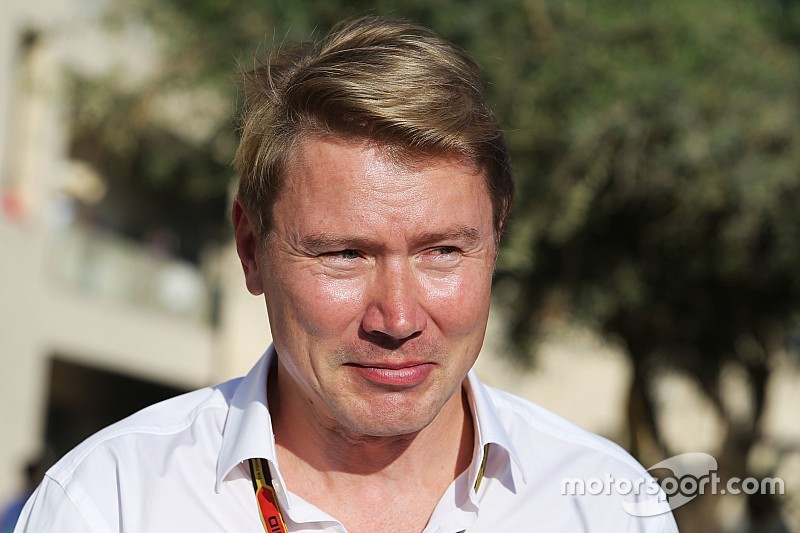 Mika Häkkinen in actie tijdens Gamma Racing Day