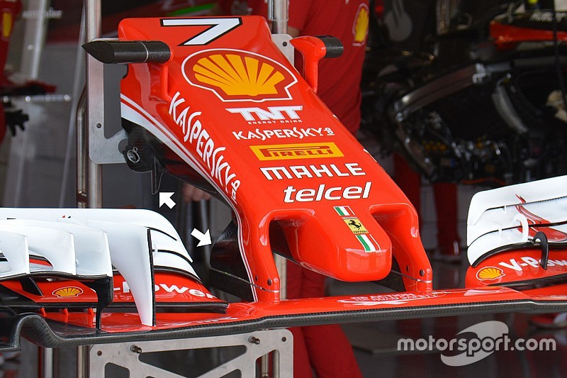 Tech update: Ferrari test verder met vleugel en turning vanes