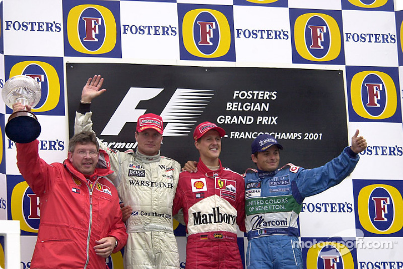 2001: 1. Michael Schumacher, 2. David Coulthard, 3. Giancarlo Fisichella