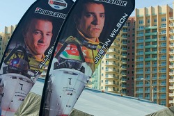 Banners for RuSPORT drivers Justin Wilson and A.J. Allmendinger