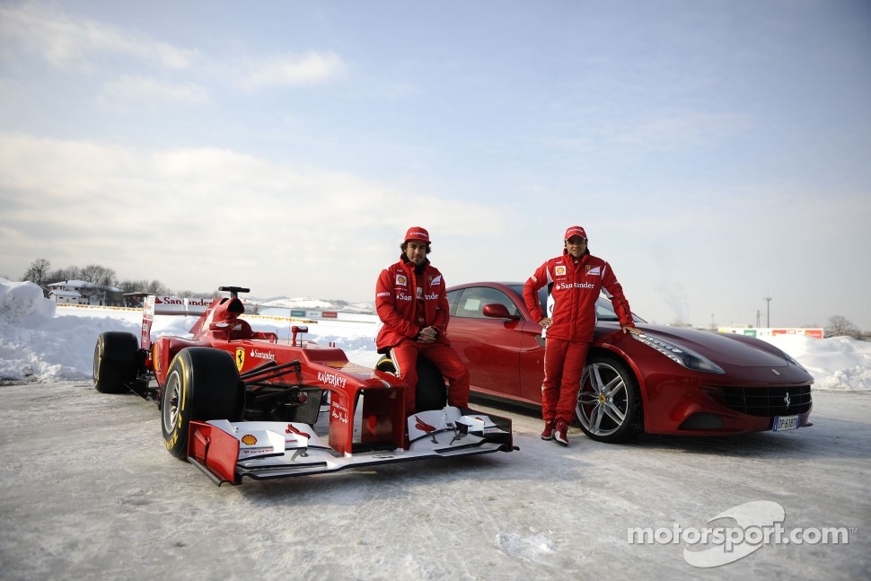 Fernando Alonso and Felipe Massa with the F2012 and FF