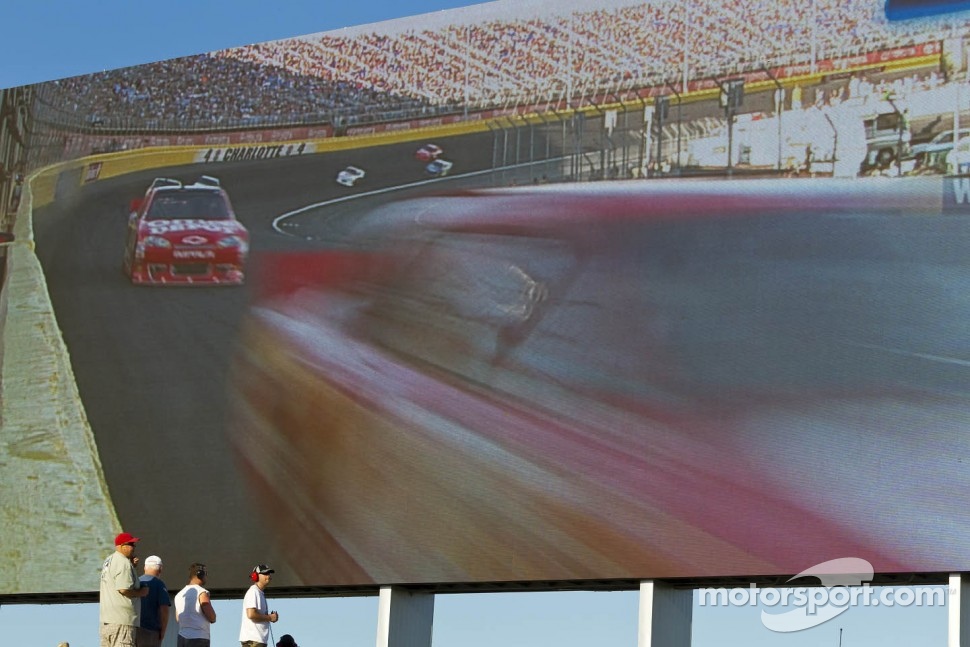 Fans watch the big screen