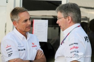 Martin Whitmarsh, McLaren Mercedes Chief Executive Officer with Ross Brawn, Mercedes AMG F1 Team Principal