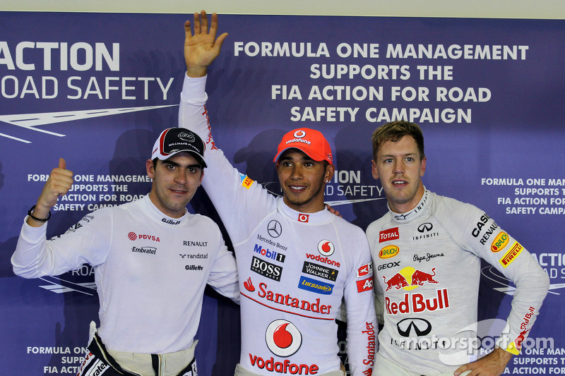 El día en que Pastor Maldonado clasificó segundo en Singapur, metiéndose entre Lewis Hamilton y Sebastian Vettel.