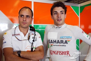 Jules Bianchi, Sahara Force India F1 Team Third Driver, with Gianpiero Lambiase, Sahara Force India F1 Engineer