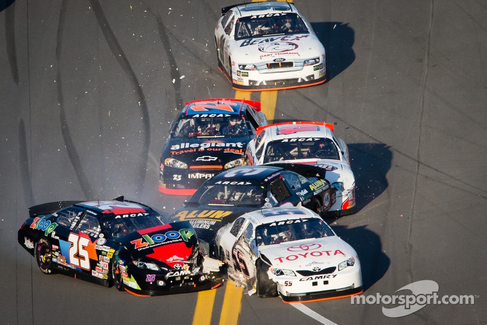 Justin Boston, Darrell Wallace, Drew Charlson, Brett Hudson, Spencer Gallagher crash