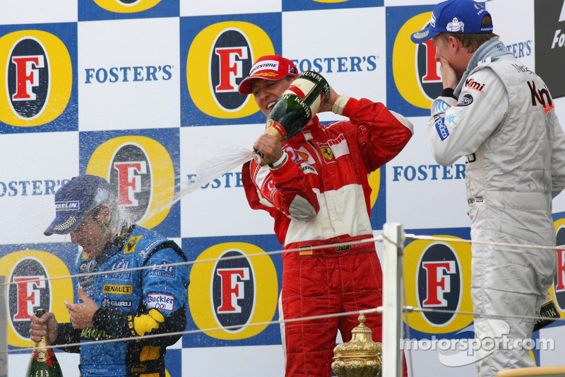 2006: 1. Fernando Alonso, 2. Michael Schumacher, 3. Kimi Räikkönen