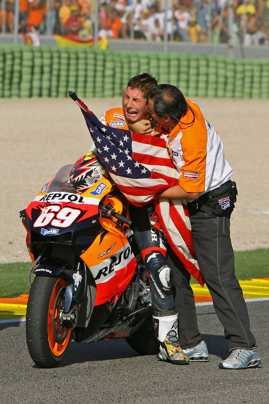2006 MotoGP World Champion Nicky Hayden celebrates