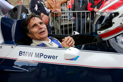 Nelson Piquet, in de Brabham BT52 op de Legends Parade