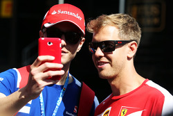 Sebastian Vettel, Ferrari with a fan