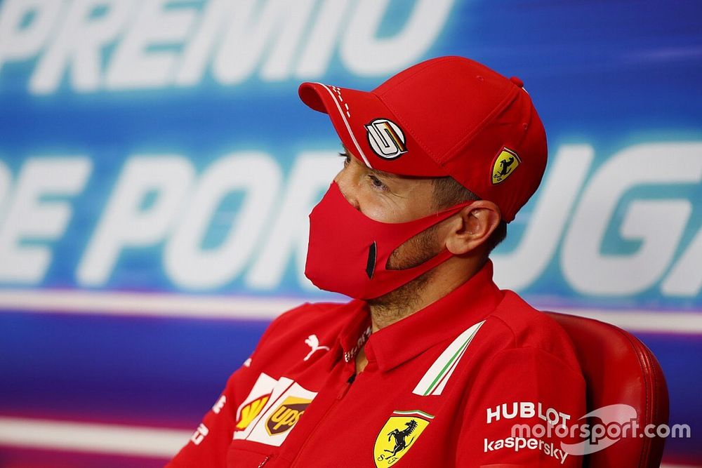 Sebastian Vettel, Ferrari in the press conference