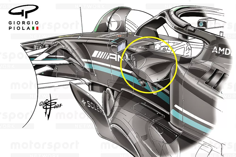 Dettaglio della Mercedes W14