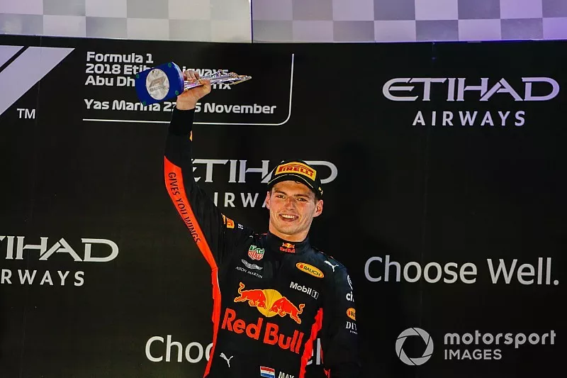 Max Verstappen, Red Bull Racing, op het podium