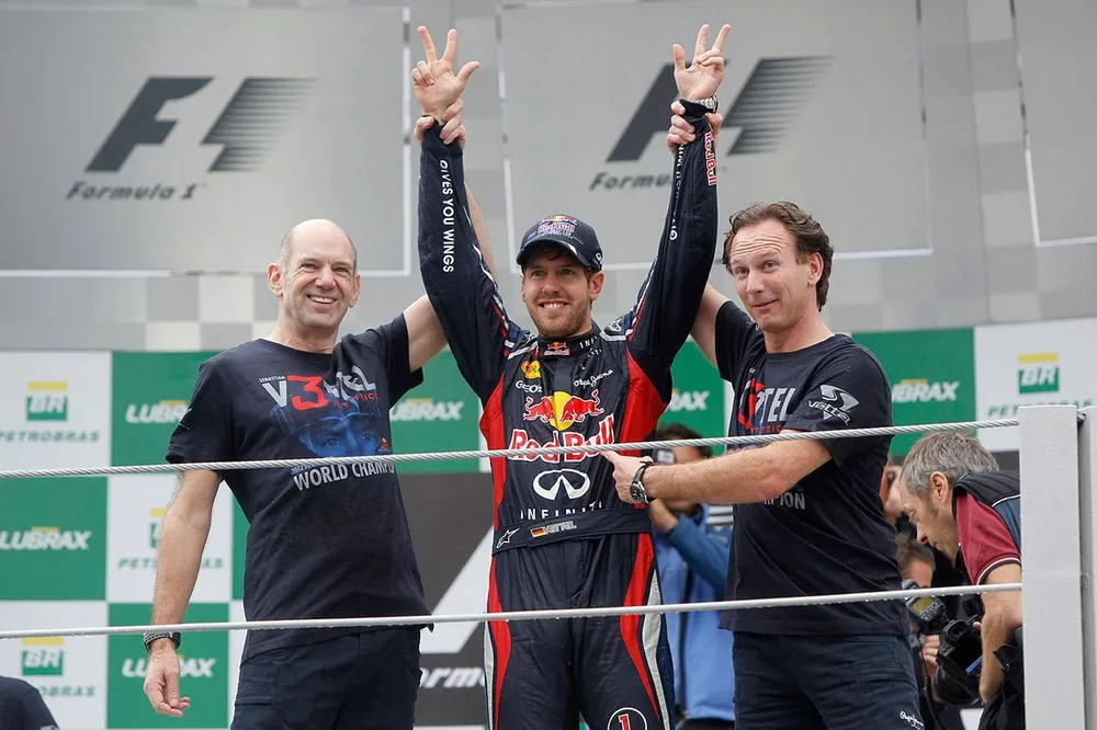 Sebastian Vettel, Red Bull Racing, Christian Horner, Team Principal, Red Bull Racing, Adrian Newey, Red Bull Racing
