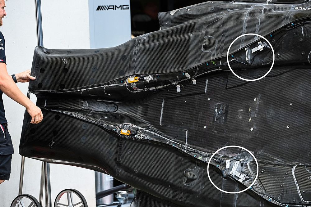 Detalle del piso del Mercedes W13