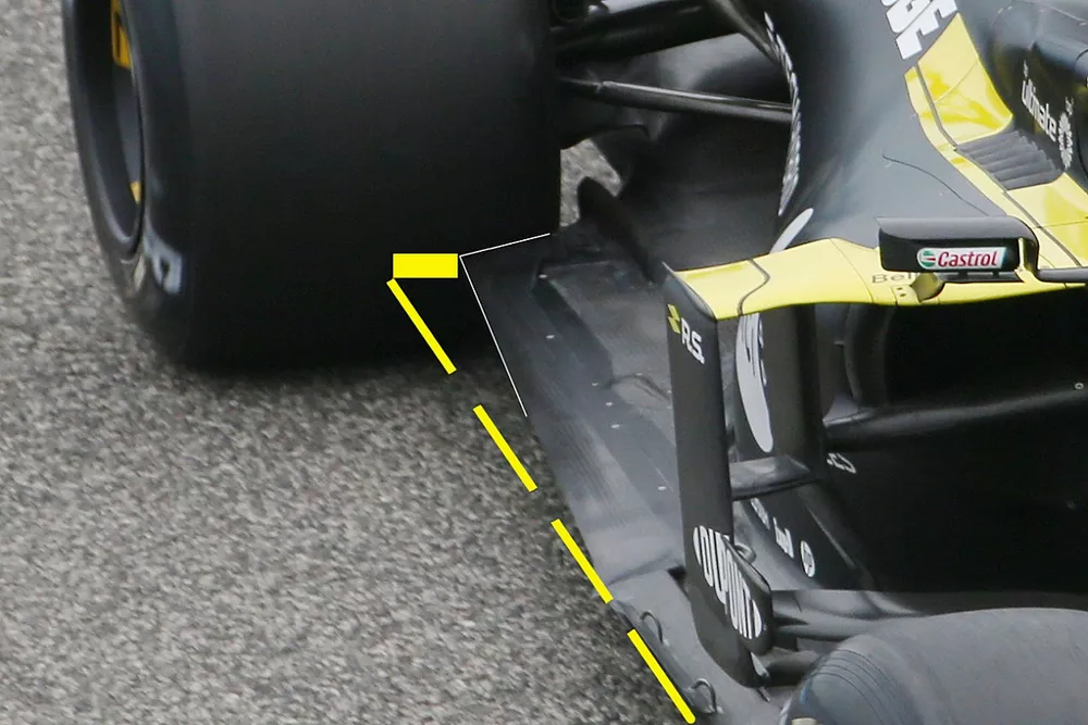 Detalle del piso del Renault F1 Team R.S.20 