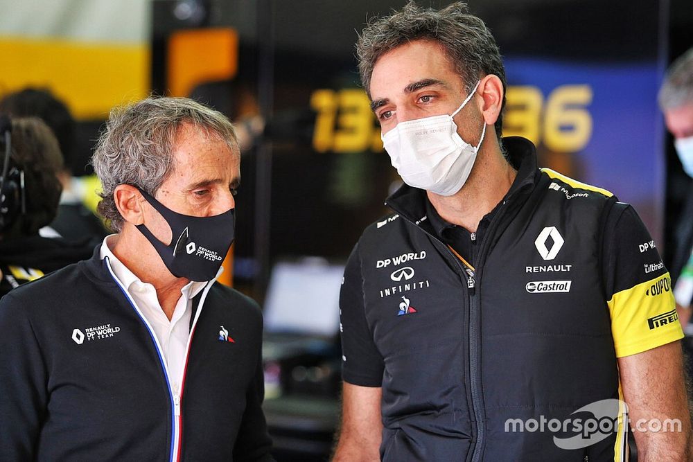 Alain Prost, Director no ejecutivo del equipo Renault F1 con Cyril Abiteboul, Director General de Renault Sport F1