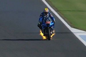 V&iacute;deo: incendio y doble KO de Suzuki en el GP de Jap&oacute;n de MotoGP