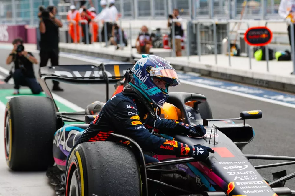 Max Verstappen, Red Bull Racing, 1st position, arrives in Parc Ferme