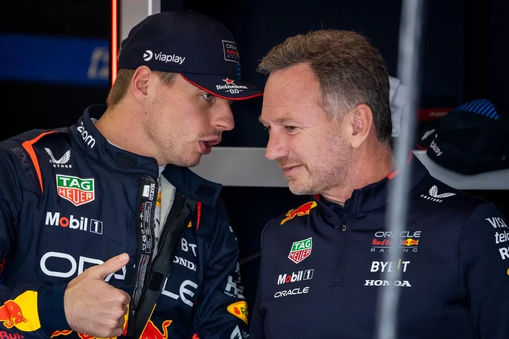 Max Verstappen, Red Bull Racing, with Christian Horner, Team Principal, Red Bull Racing