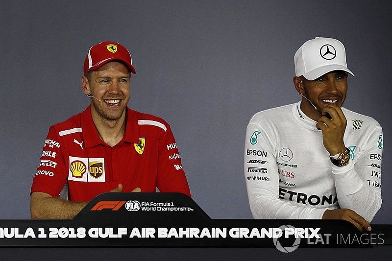 Press conference: race winner Sebastian Vettel, Ferrari, second place Valtteri Bottas, Mercedes-AMG F1, third place Lewis Hamilton, Mercedes AMG F1