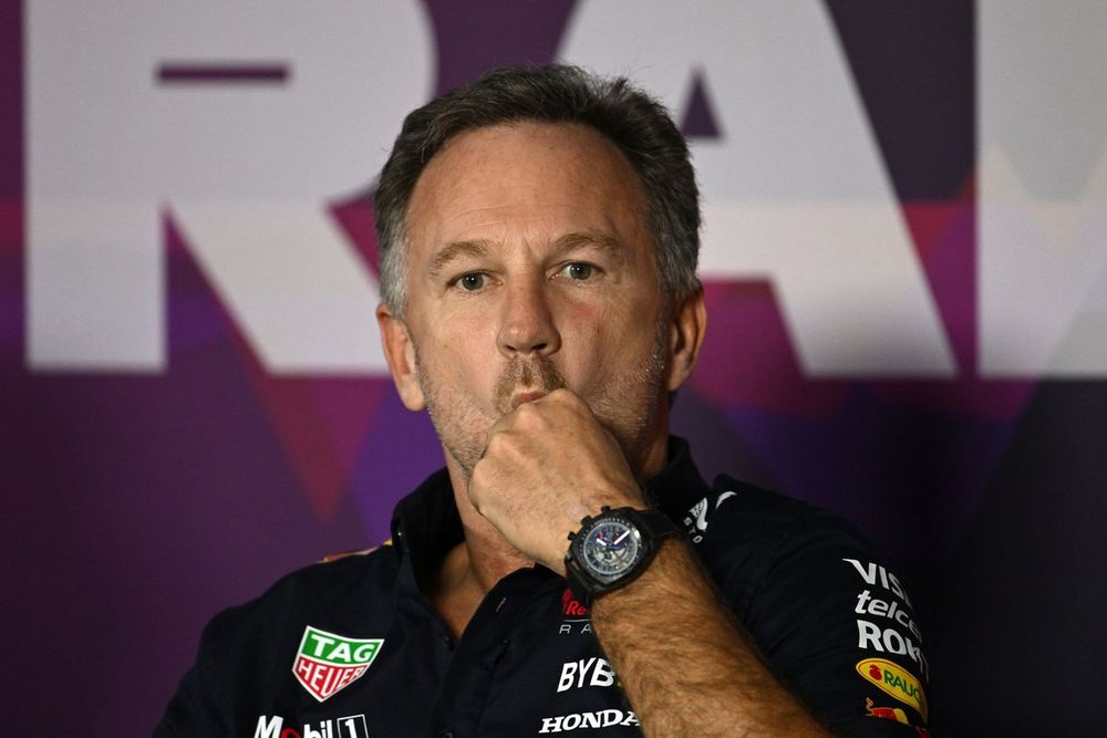 Christian Horner, director del equipo Red Bull Racing, en la rueda de prensa